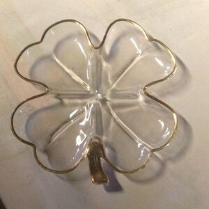 Police vintage four leaf clover dish with gold trim